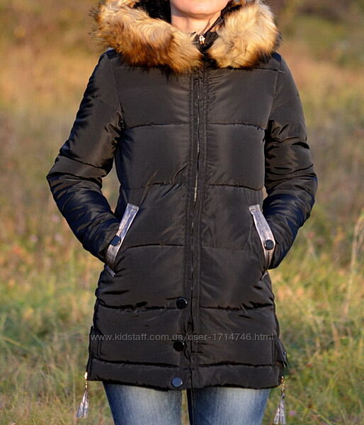 Зимова модна подовжена куртка пуховик