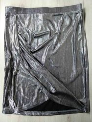 Шикарна святкова метализована мини юбка спідничка від h&m