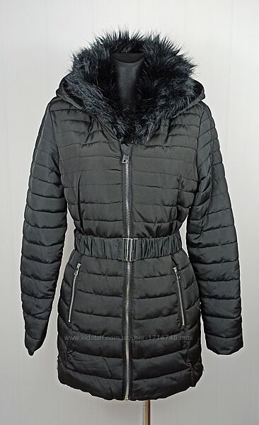 Крута зимова подовжена куртка пуховик з ременем golddigga