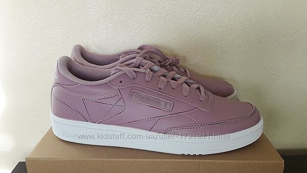 Кросівки шкіряні лілові reebok c 85 us 8.5 р. 38,5