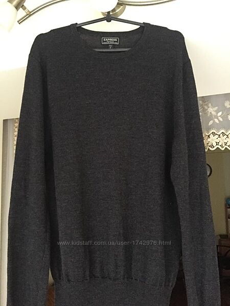 Mодный стильный мягкий теплый 100 merino-wool свитерок темно-серого цвета