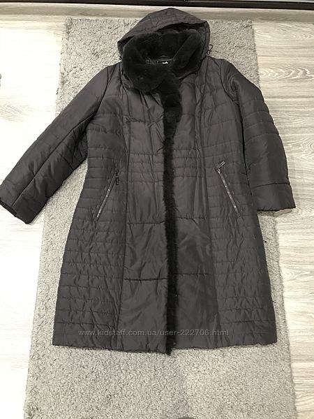Женское пальто пуховик куртка с мехом зима большой 56 размер самовывоз Киев