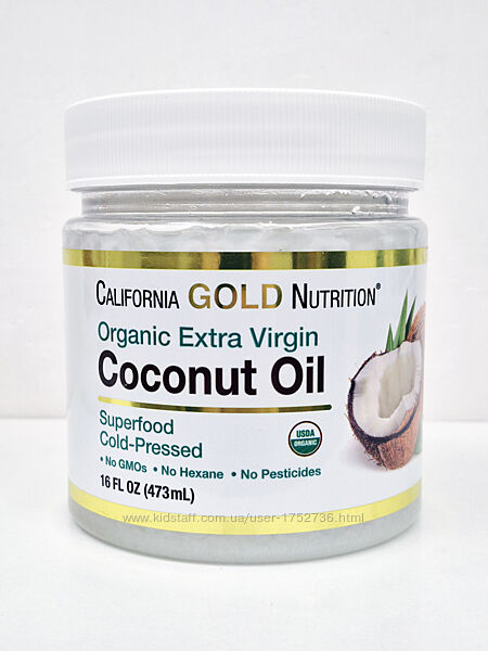 Нерафінована кокосова олія California Gold Nutrition, 473 мл