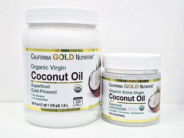 Нерафінована кокосова олія California Gold Nutrition, 473 мл / 1,6 л