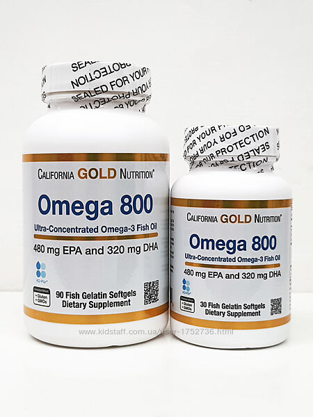  Рибячий жир омега-3 California Gold Nutrition Omega 800, 30/90 капсул 