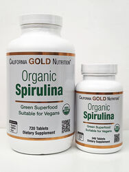 Органічна спіруліна California Gold Nutrition, 500 мг, 240/720 таблеток
