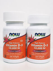 Вітамин D3 Now Foods, 10000 МО, 120/240 капсул