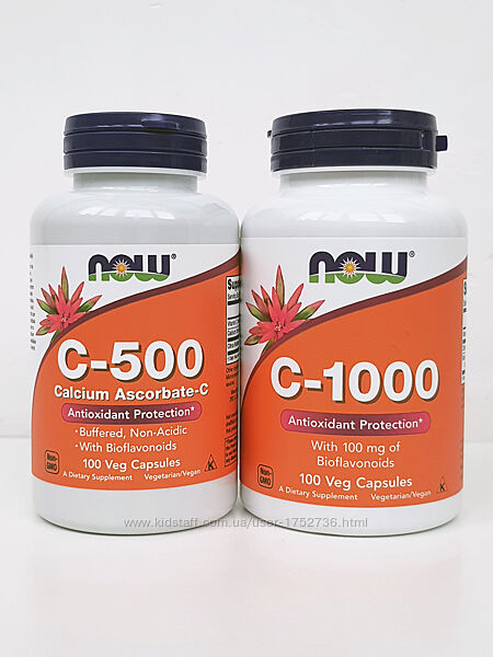 Вітамин С Now Foods C-500/C-1000, 100 шт