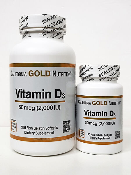 Вітамин D3 California Gold Nutrition, 2000 МЕ, 90/360 капсул