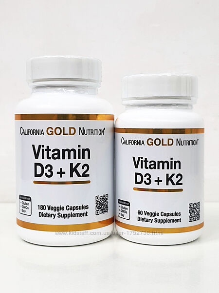 Вітамин D3 K2 California Gold Nutrition, 60/180 капсул