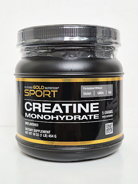 Креатин моногідрат California Gold Nutrition, без смаку, 454 г