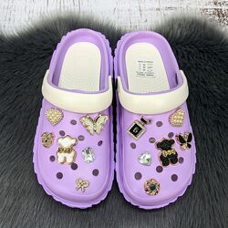 Кроксы женские Fashion в асортименте с джибитсами на объемной подошве 4850