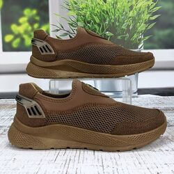 Кроссовки мужские Dago Style светло-коричневые мокасины летние сетка 3542-2