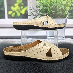 Шлепанцы женские Dali бежевые большие размеры 4883