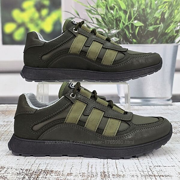 Кроссовки мужские Paolla хаки демисезонные эко-кожа 6007