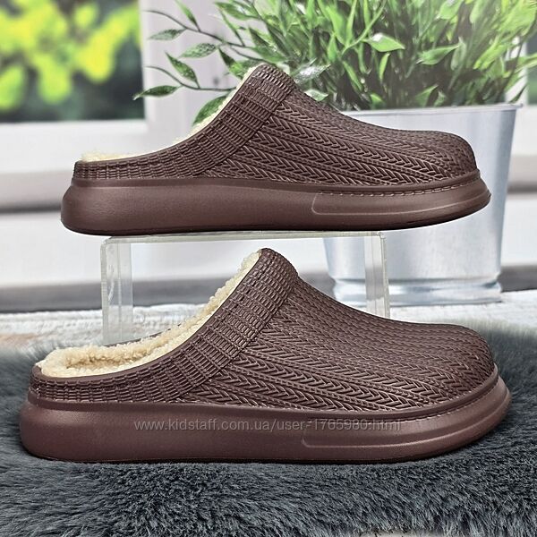 Галоши женские без задника Dago Style шоколадные сабо на меху 2879-2