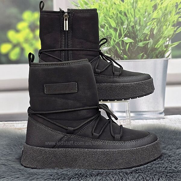 Сапоги угги Paolla черные женские зимние утепленные на молнии 8220
