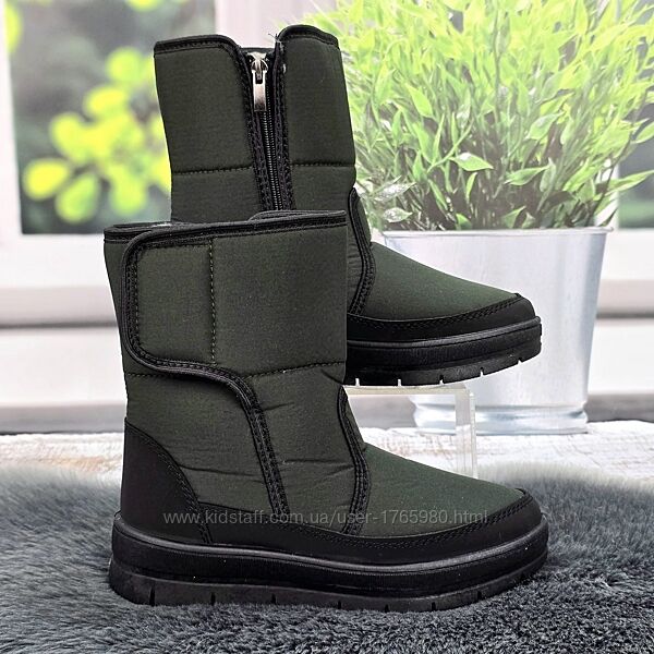 Сапожки дутики женские Кредо хаки средней высоты 2388