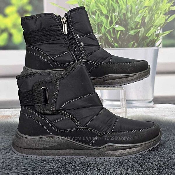 Ботинки дутики женские зимние Paolla черные на молнии 4726