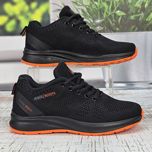 Кроссовки подростковые текстильные Sayota черные с оранжевым 7116