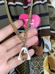 Яркая стильная блузка с ожерельем на девочку 9-10 лет, Италия