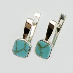 Срібні сережки з бірюзою