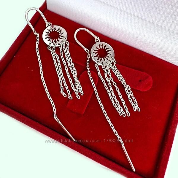 Срібні сережки-протяжки