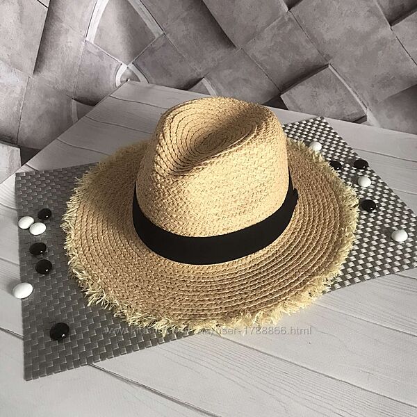 Женская соломенная летняя шляпа Федора с посатаными полями