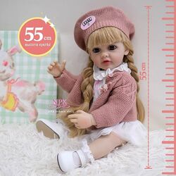 Лялька Реборн 55 см вініл-силіконова Дарина в наборі з соскою, пляшкою