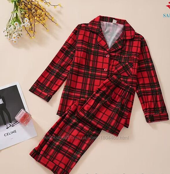 Новорічна піжамка рубашка та штанці для підлітків 