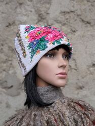зимова шапочка Василина - овеча вовна, ручна робота 