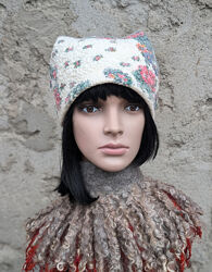 зимова шапочка Соломія - овеча вовна, ручна робота