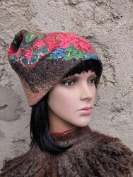 зимова шапочка Либідь - овеча вовна, ручна робота