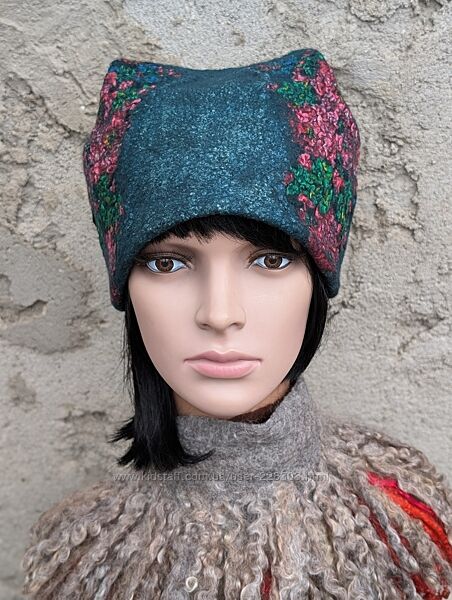 зимова шапочка Рута - овеча вовна, ручна робота