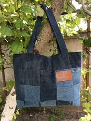 Джинсова сумка печворк на змійці