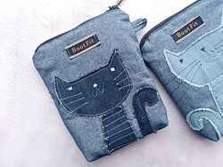Джинсовий гаманець з котиком