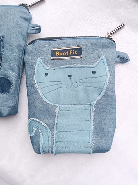 Джинсовий гаманець котик