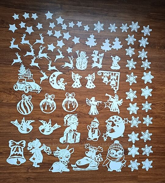 Набір новорічні витинанки на вікна Різдво прикраси декор