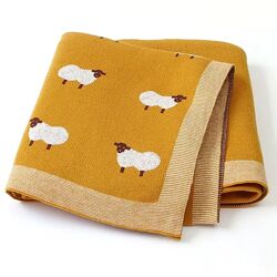 Плед Детский Lovely Svi Хлопок 80х100 см Вязаный Желтый Овцы