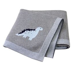 Плед Детский Lovely Svi Хлопок 80х100 см Вязаный Серый Динозаврики 