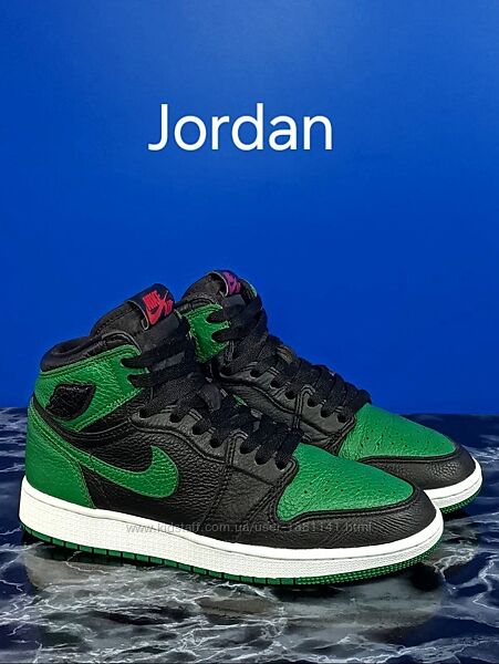 Кожаные кроссовки Nike Air Jordan 1 Retro High OG Pine Green Black White