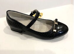 Румынские качественные черные туфли для девочек Clibee 31-36