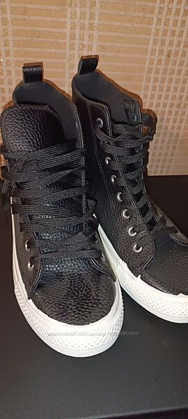 Кеди кросівки консерси фірмові Peacocks еко шкіра високі чорні