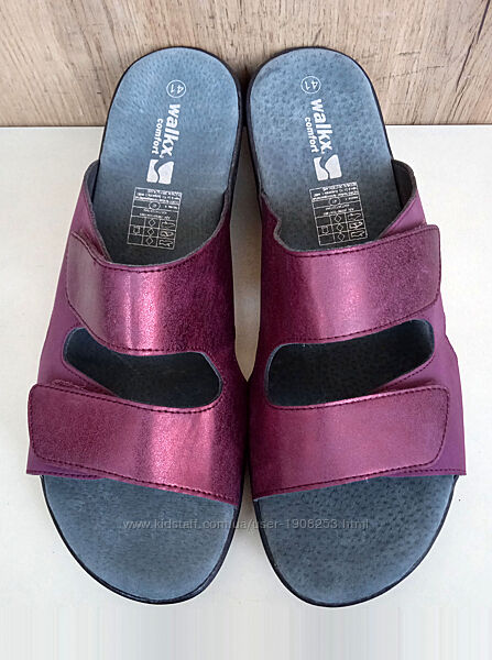 Нові німецькі шльопанці, шльопки фіолетові, шкіряні устілки, літо, р. 41-42