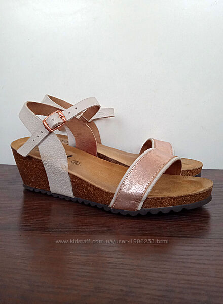 Повністю натуральні шкіряні босоніжки, жіночі сандалі на танкетці, літо, 39