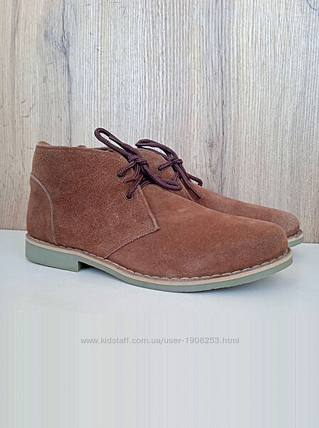 Натуральні замшеві черевики демі напівчеревики коричневі, весна осінь 38-39