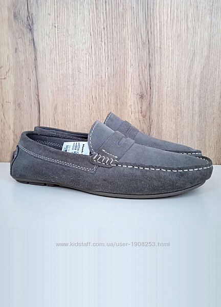 Нові натуральні замшеві чоловічі туфлі, лофери, сірі мокасини літо осінь 41