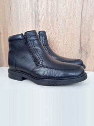 Нові німецькі шкіряні ботинки на хутрі, чорні чоловічі черевики, зима, р 42