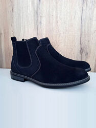 Нові чоловічі ботинки, чорні челсі, утеплені черевики, зима демісезон 42-43