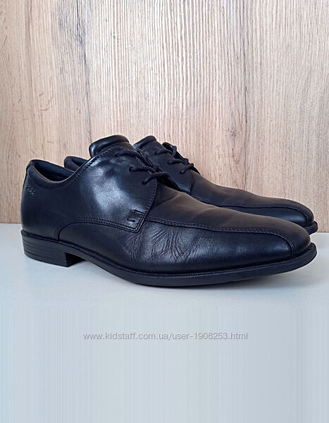 Натуральні шкіряні туфлі Ecco, чоловічі демі оксфорди чорні, весна осінь 42